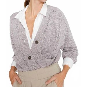 Brochu Walker Asher Multi Cropped Cardigan Gray Chunky Sweater